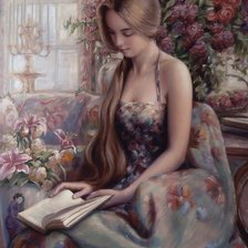 Схема вышивки «Девушка и книга»