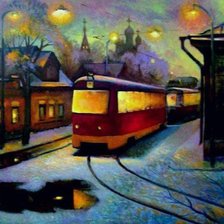 Схема вышивки «ночной трамвай»