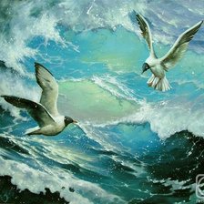 Схема вышивки «Чайки над морем»