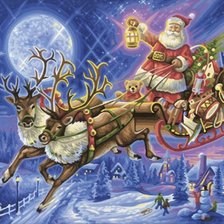 Схема вышивки «дед мороз на оленях»