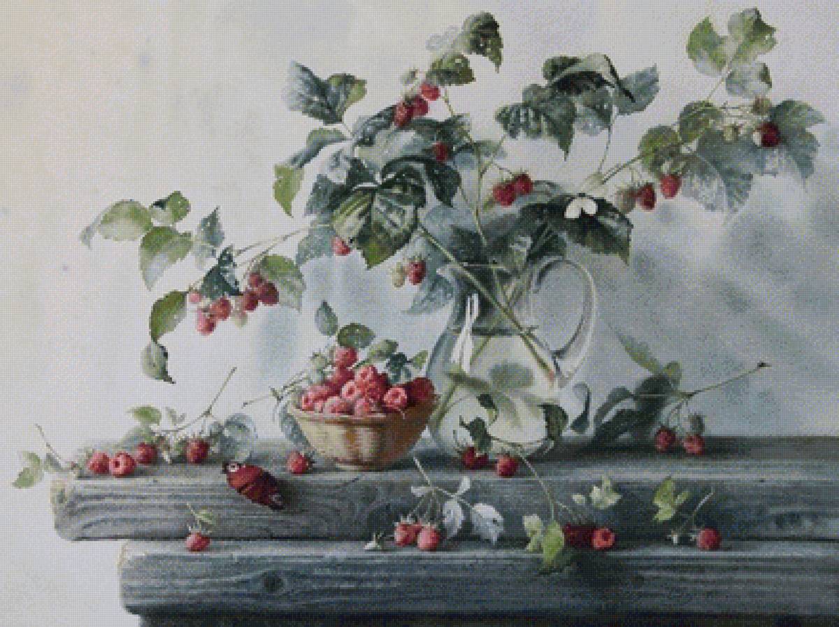 frambuesas y jarra - frutas - предпросмотр