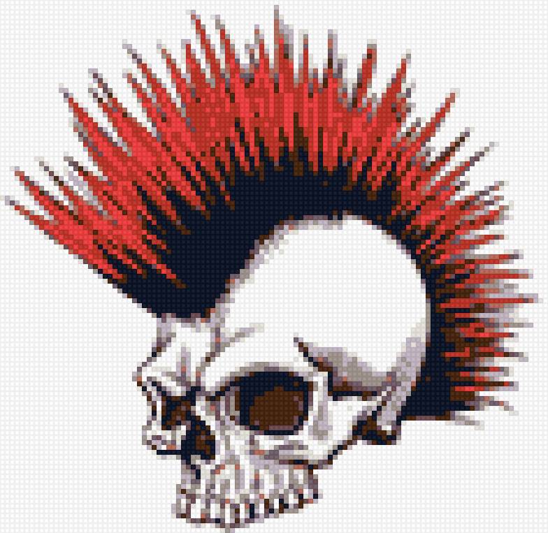 череп с ирокезом - череп, ирокез, панк - предпросмотр