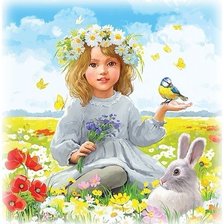 Схема вышивки «Девочка-лето»