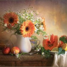 Схема вышивки «Натюрморт в оранжевых тонах»
