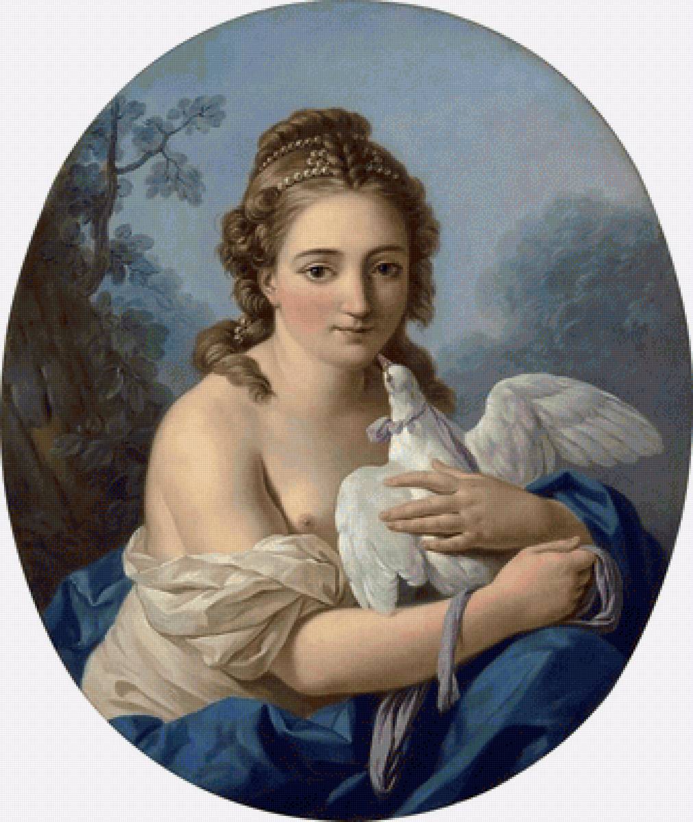 Девушка с голубем. Луи Жан Франсуа Лагрене - живопись, 18 век, голубь, девушка, пастораль - предпросмотр