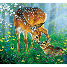 Схема вышивки «Оленёнок и зайка.»