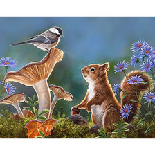 Схема вышивки «Белка и синица.»