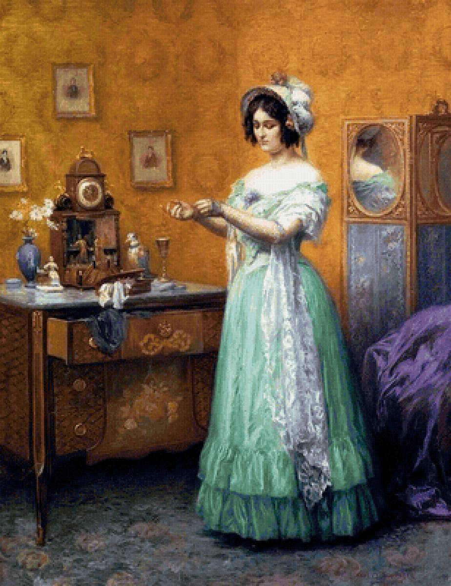 На прогулку. Карл Мария Шустер - девушка, портрет, 19 век, живопись - предпросмотр