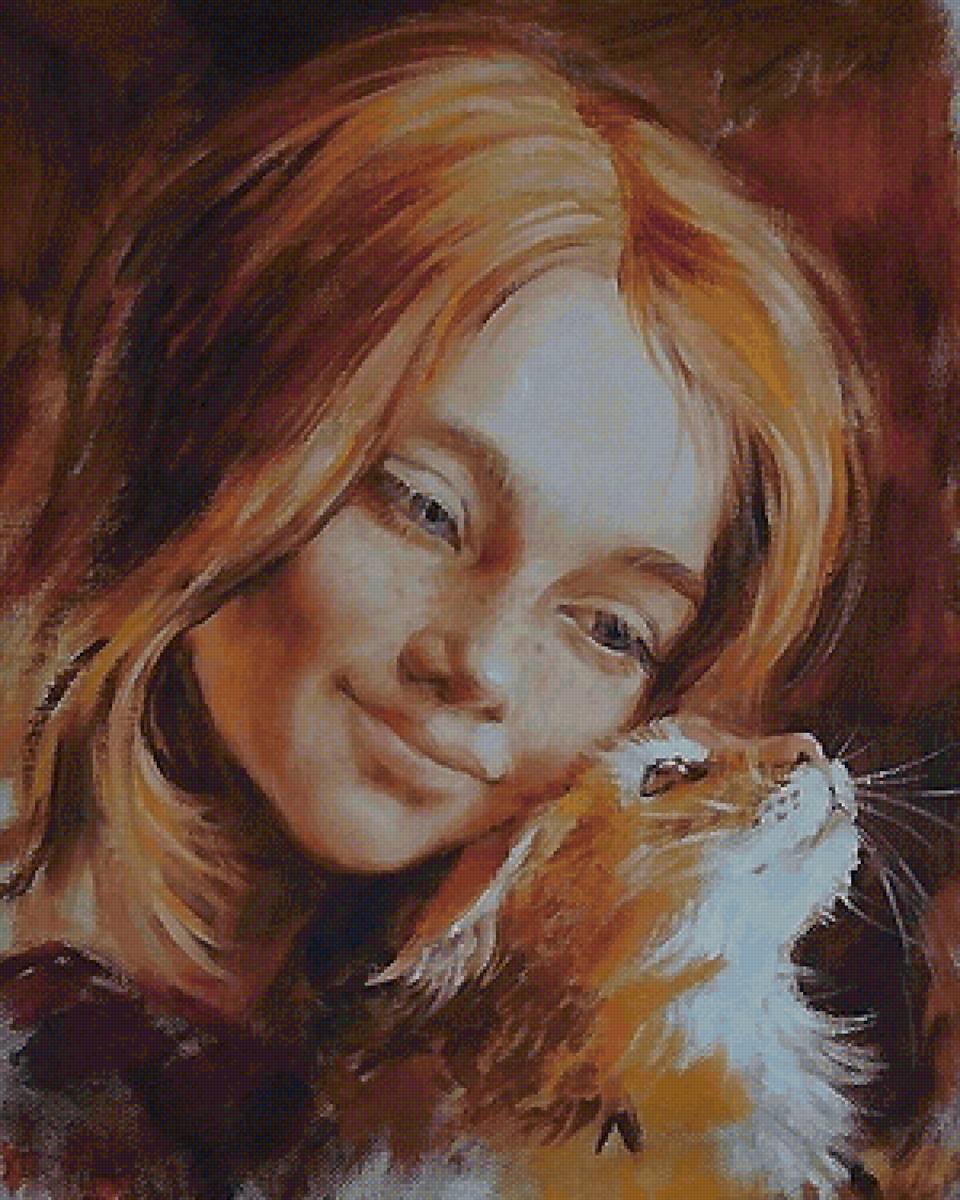 Золотые - кот, девочка - предпросмотр