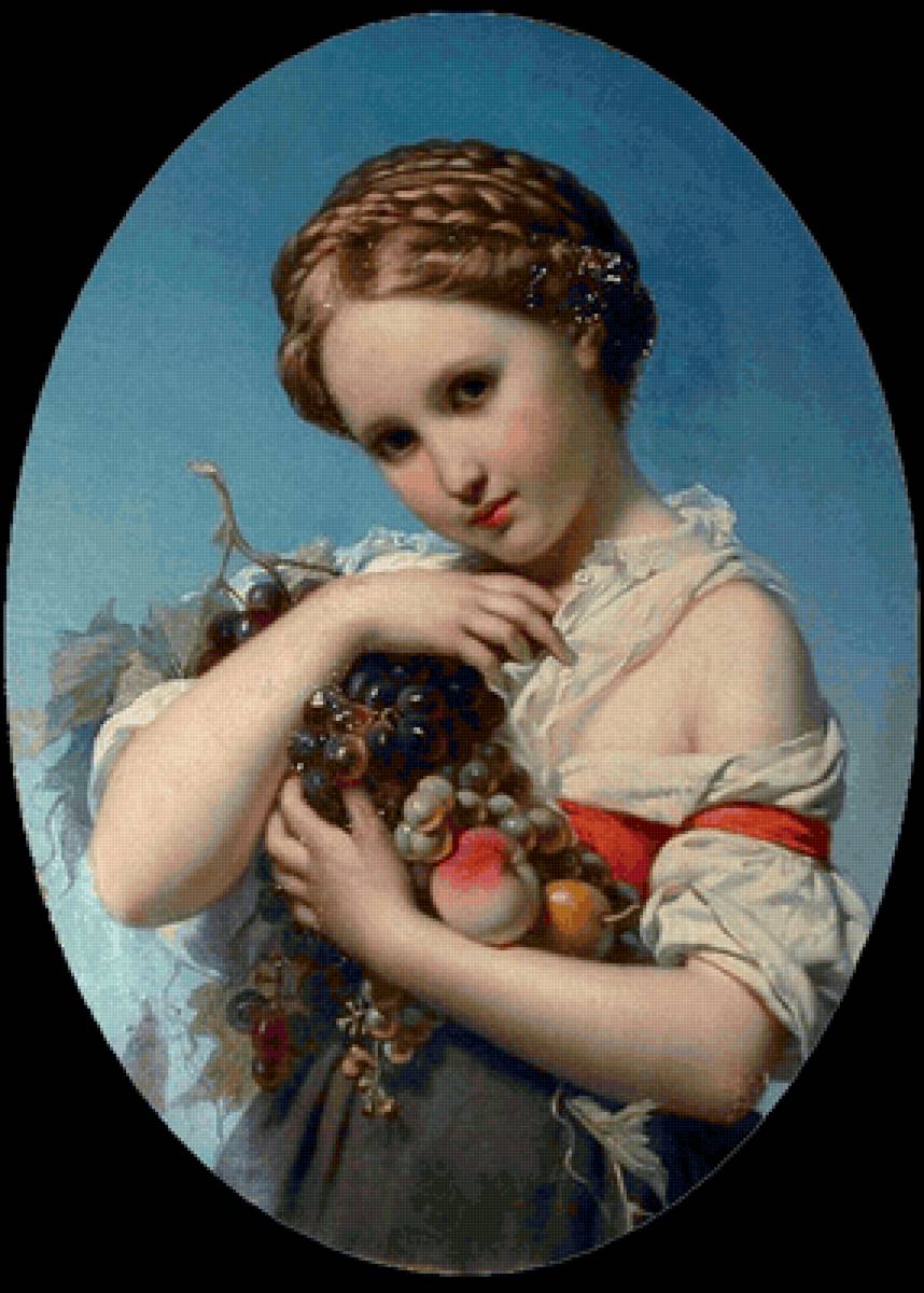 Joseph Francois Henri van Lerius. Девочка с фруктами - живопись, портрет, девочка, 19 век - предпросмотр