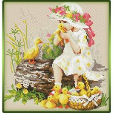 Схема вышивки «Девочка с утятами»