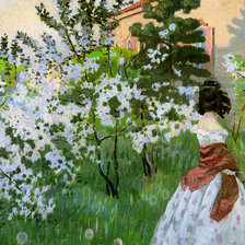 Схема вышивки «Дама в саду. Художник Борисов-Мусатов»