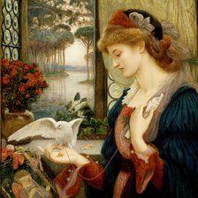 Схема вышивки «Marie Spartali Stillman. За вышиванием»