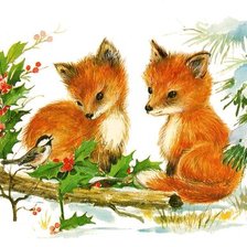 Схема вышивки «лисята»