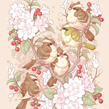 Схема вышивки «Воробушки»