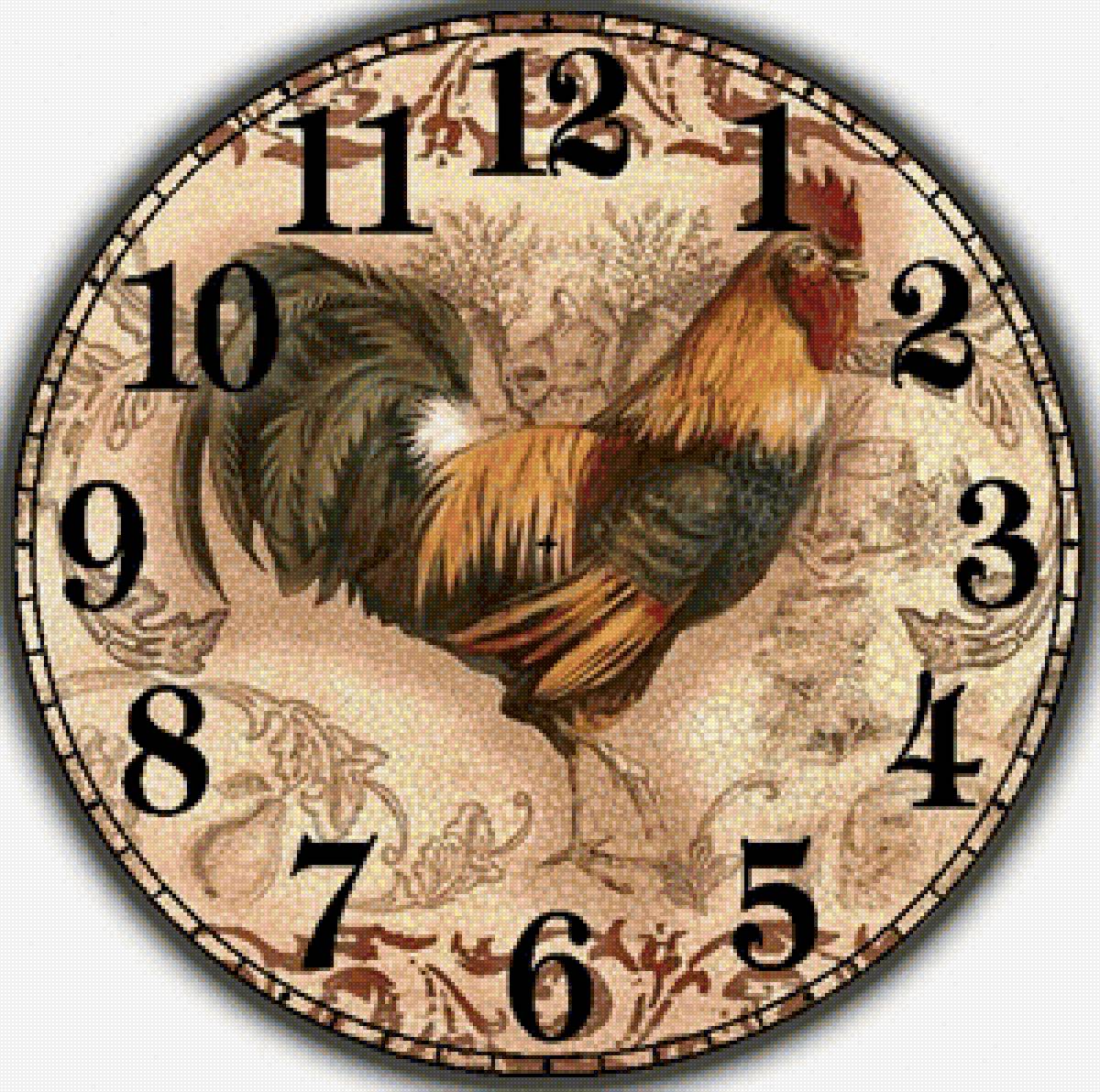 Часы "Петух" - часы, петух, птицы - предпросмотр