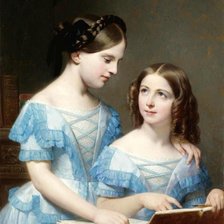 Схема вышивки «Девочки с книгами»