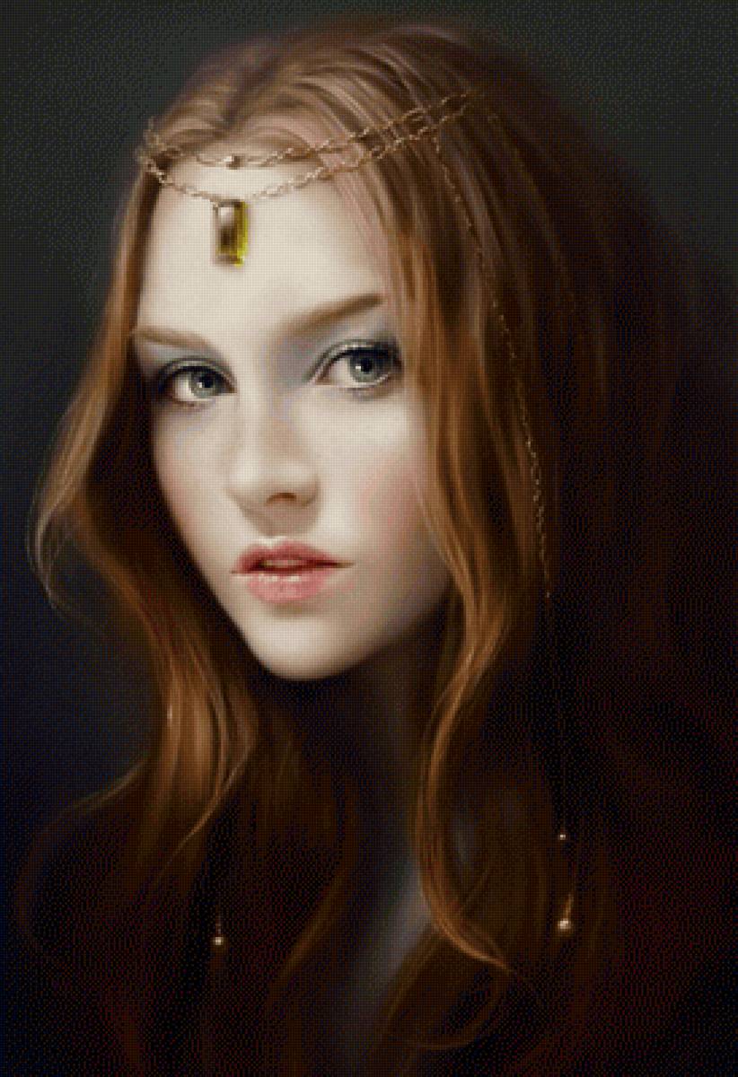 Девушка с украшением - девушка, портрет, женщина, лицо, украшение - предпросмотр