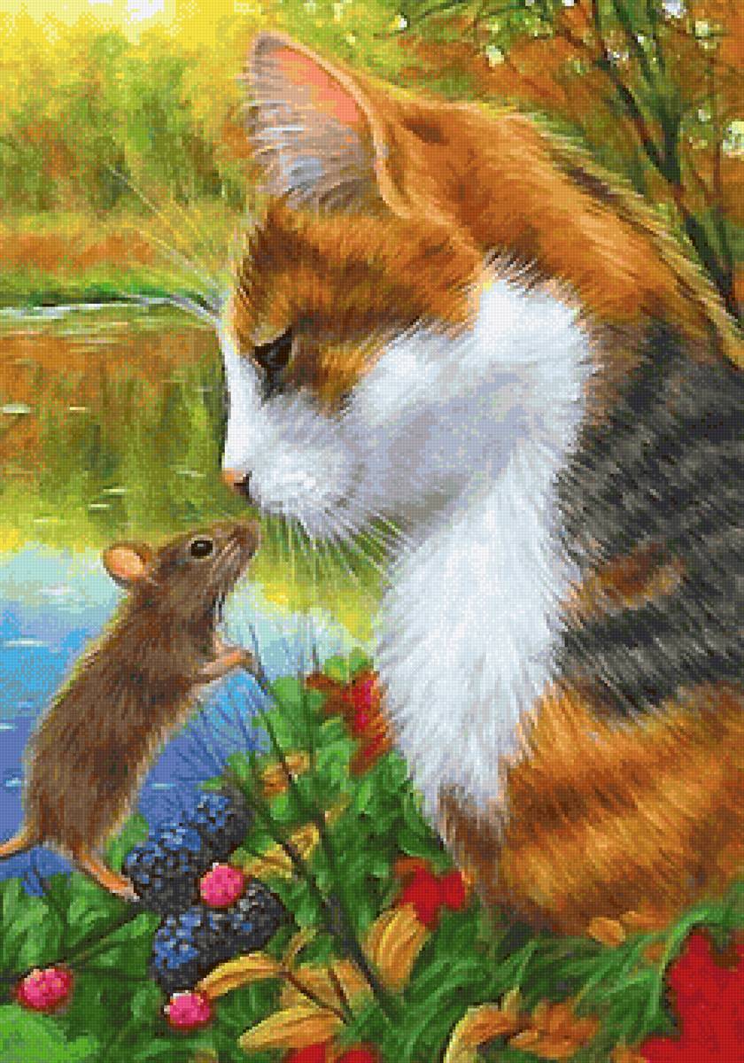 поцелуй - поцелуй, пруд, мышка, кошка - предпросмотр