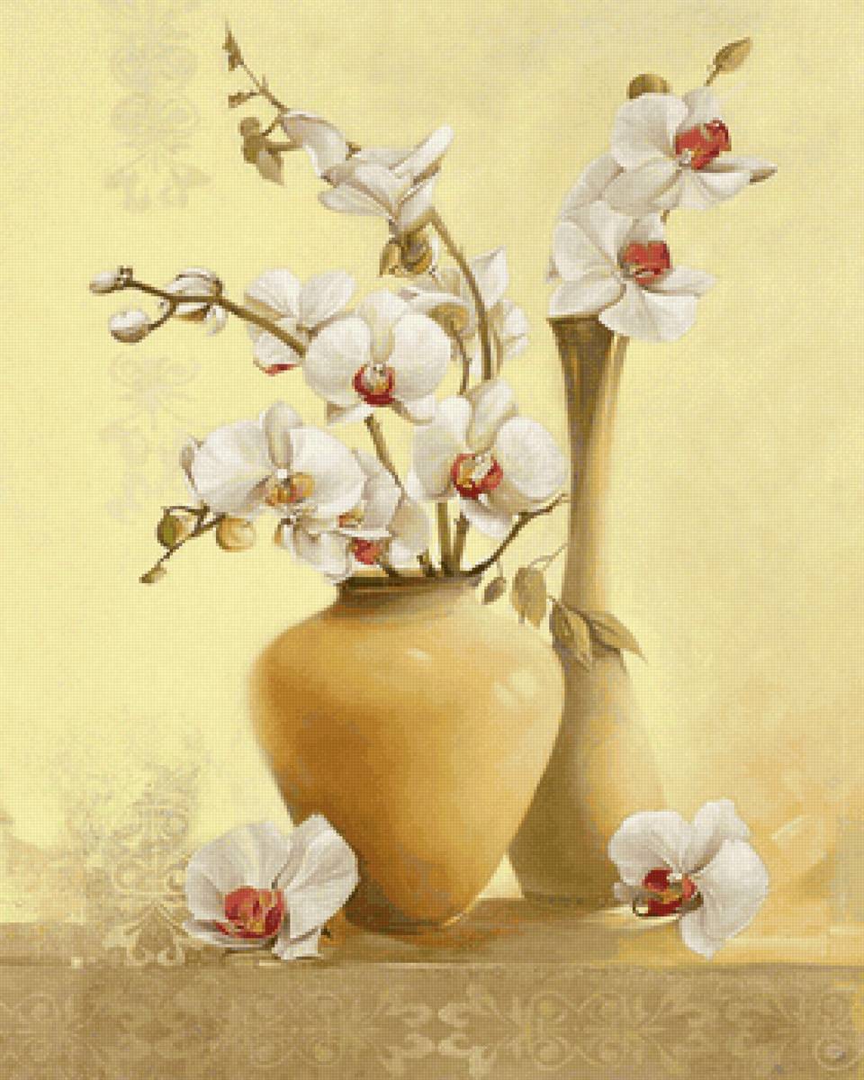 Орхидеи - цветы, натюрморт, ваза, орхидеи - предпросмотр