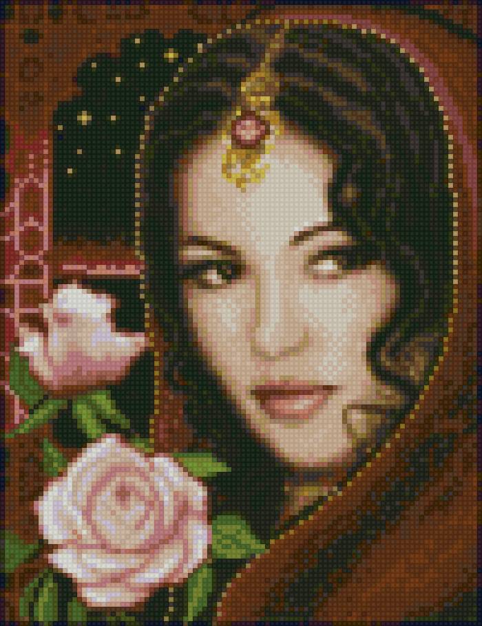 Девушка с розой - девушка, розы, индия - предпросмотр