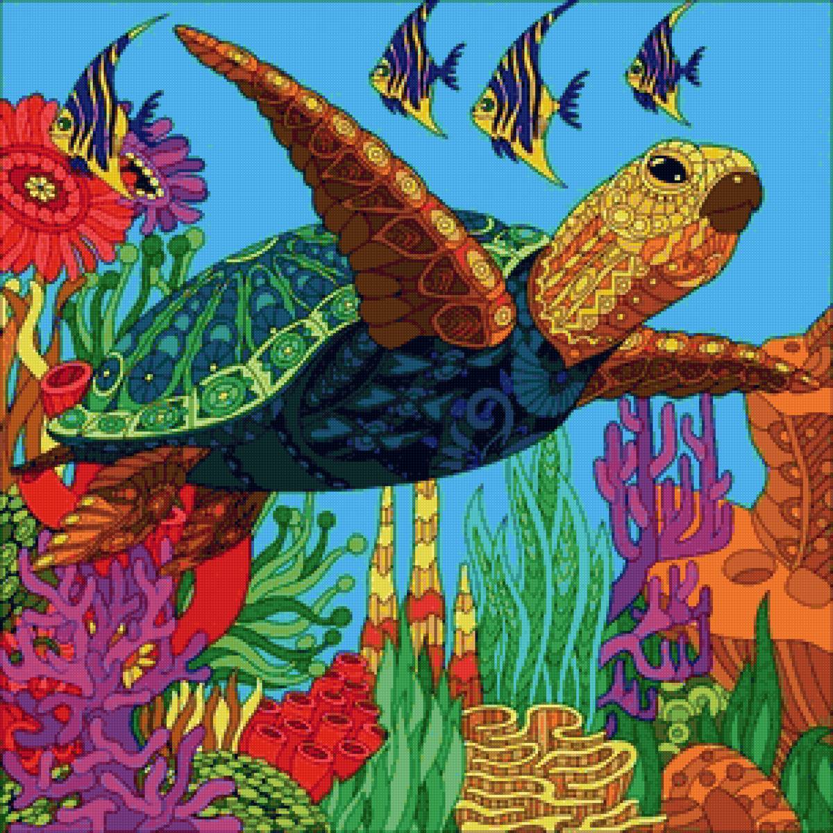 Черепаха - черепаха, рыбки - предпросмотр