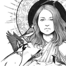 Схема вышивки «Девушка с птицами»