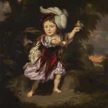 Схема вышивки «Nicolaes Maes. Мальчик с собакой и птичкой»
