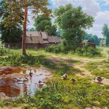 Схема вышивки «деревня»