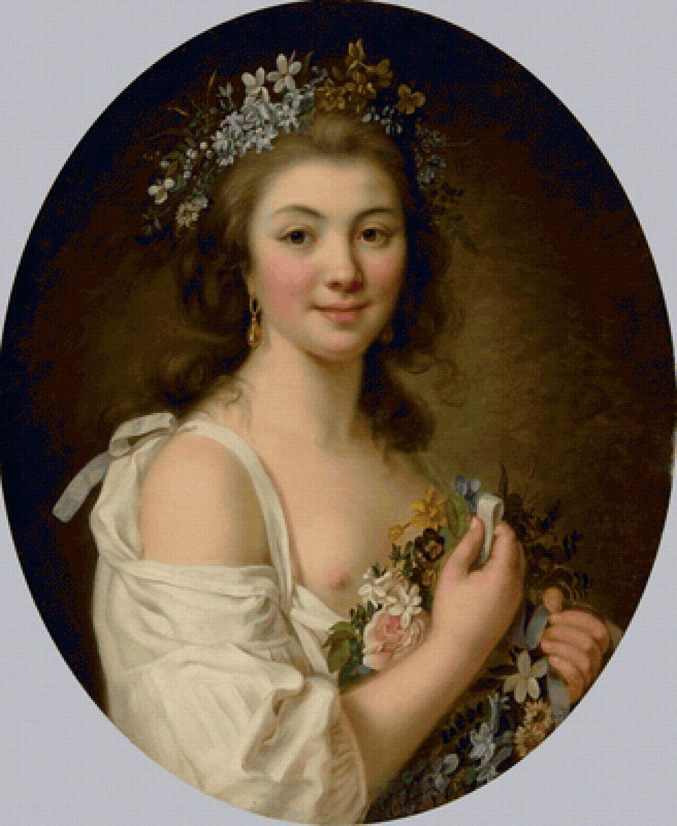 Marie-Victoire Lemoine. Портрет госпожи Де Женлис - девушка, женщина, живопись, портрет, 18 век, дама - предпросмотр