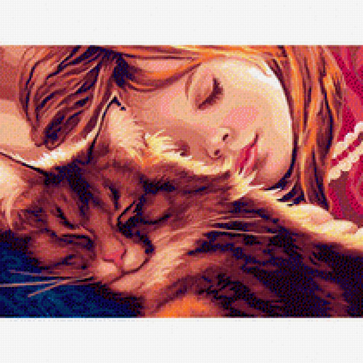 Пушистые сны - девушка, кот - предпросмотр