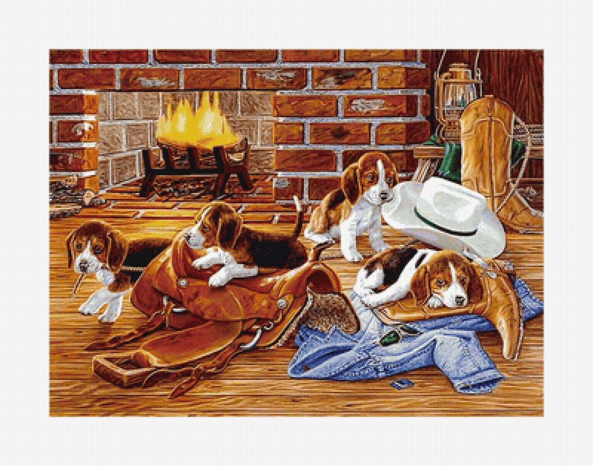 №2160118 - собаки, камин, щенки - предпросмотр