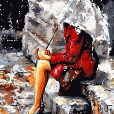 Схема вышивки «Девушка под зонтом»