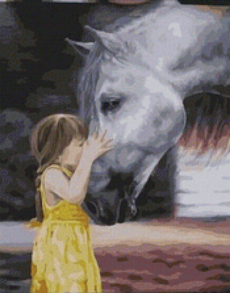 Конь и девочка - девочка, конь - предпросмотр