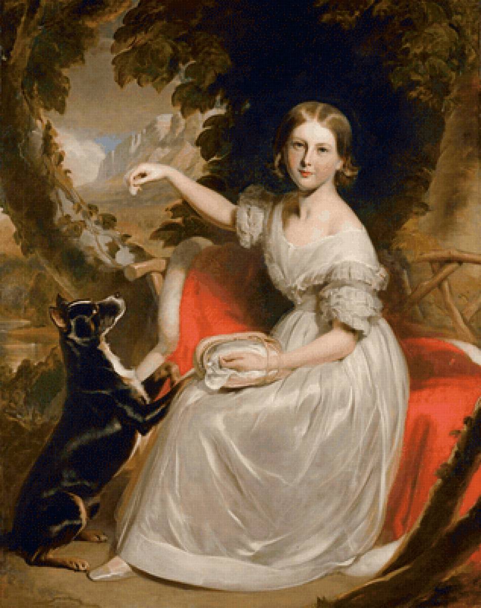 Stephen Catterson Smith. Портрет Марианны Гейдж - девушка, 19 век, собака, портрет, живопись - предпросмотр