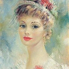 Схема вышивки «Портрет дамы с вуалью. По картине Ф.Дж. Стревенса»