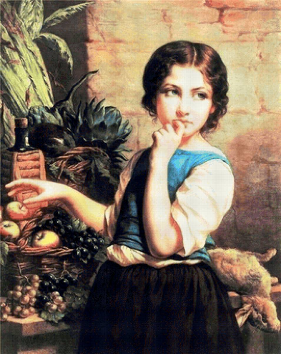 Девочка с яблоком - фрукты, девочка, яблоко - предпросмотр