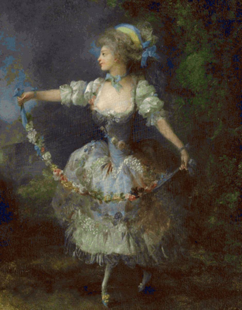 Jean-Frédéric Schall. Придворная танцовщица - девушка, портрет, живопись, 18 век - предпросмотр