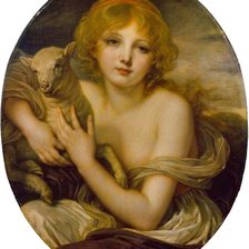 Схема вышивки «Жан Батист Грез. Девушка с ягнёнком»