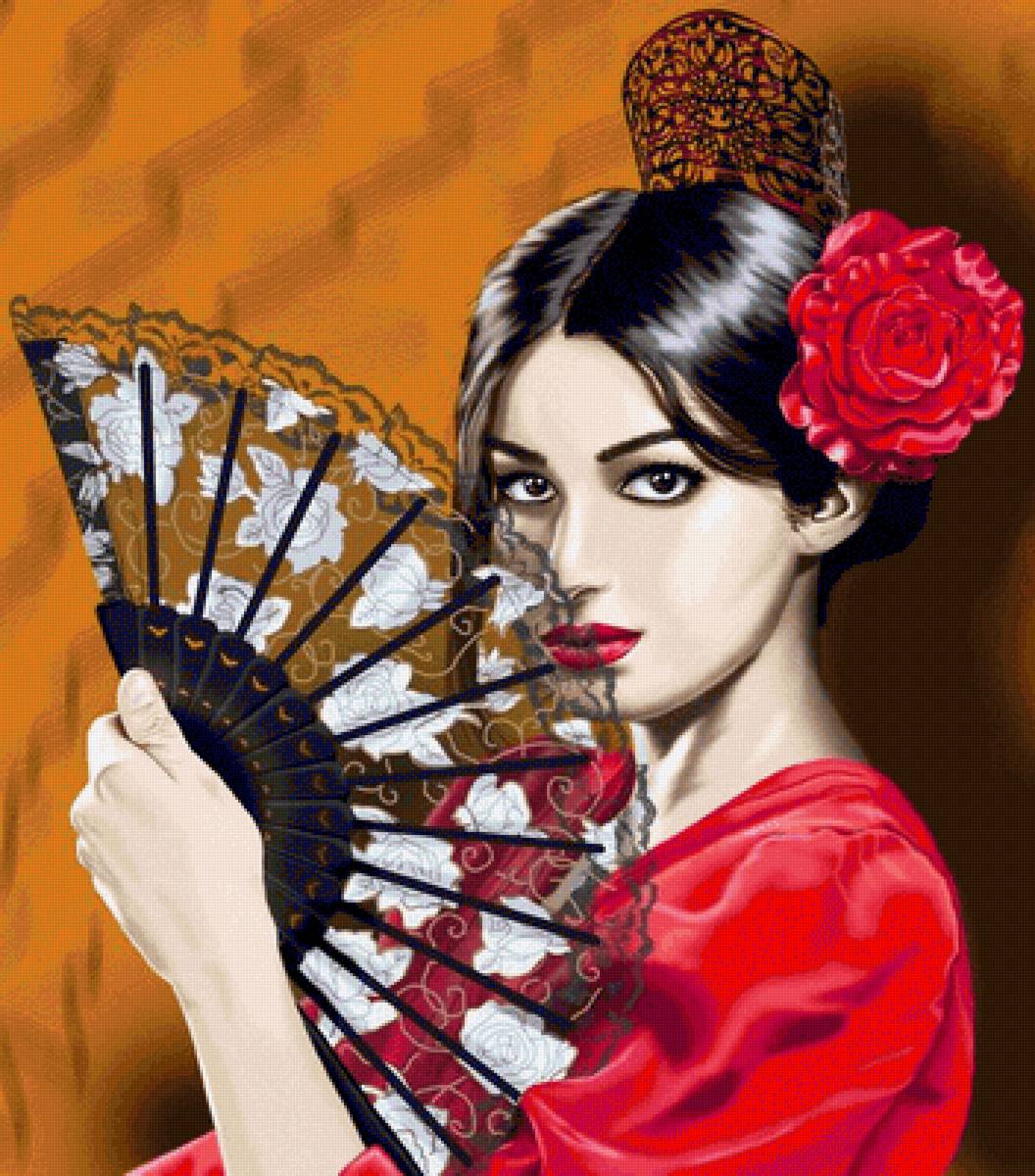 Мадонна с веером - девушка - предпросмотр