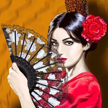 Схема вышивки «Мадонна с веером»