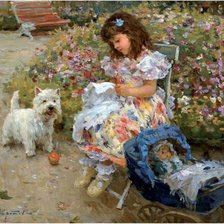 Схема вышивки «девочка с собакой»