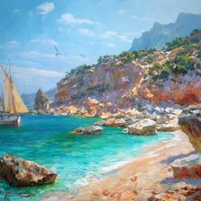 Схема вышивки «море, горы»