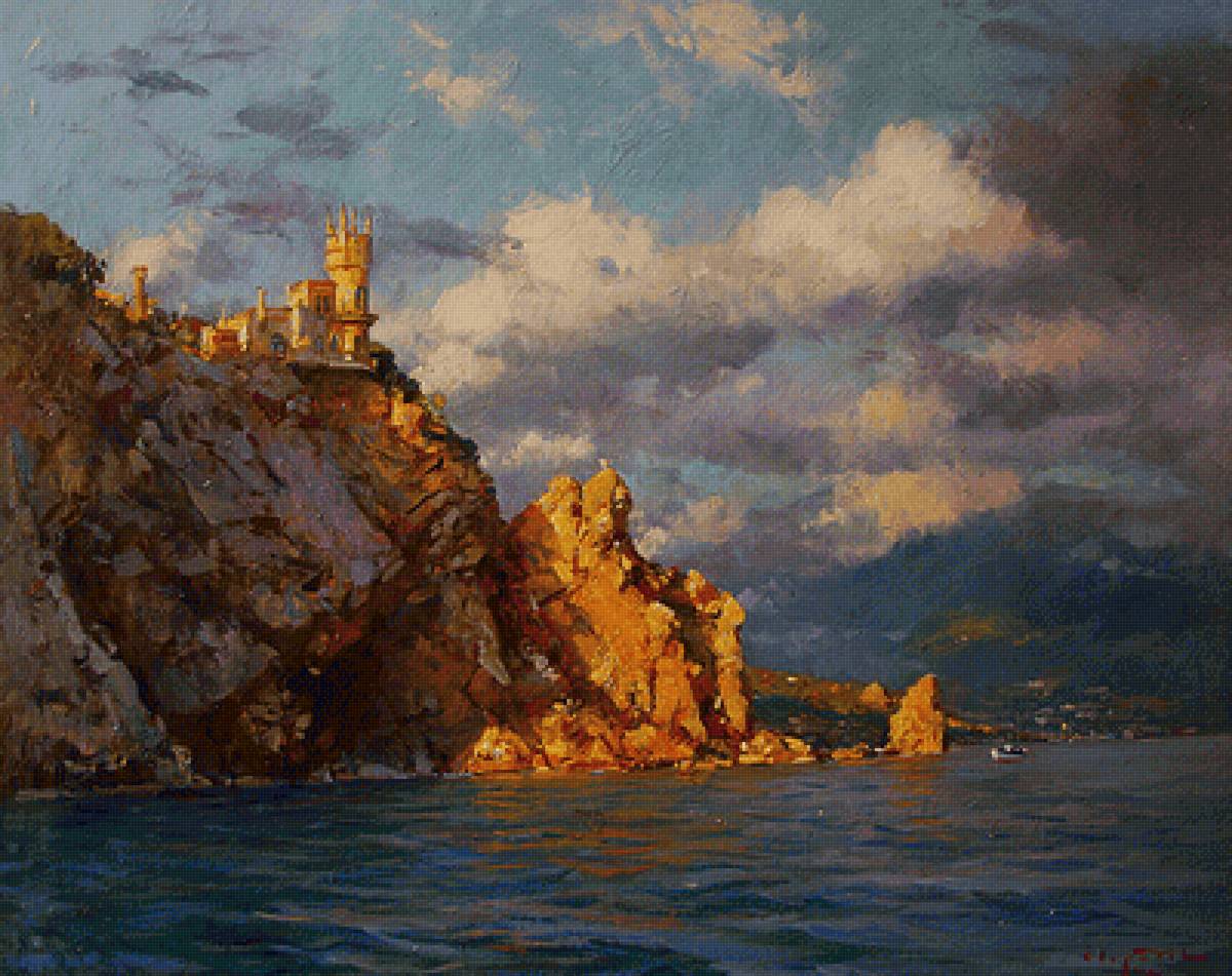 крым, горы, море - море, горы, лето, ласточкино гнездо, кораблик, чайки - предпросмотр