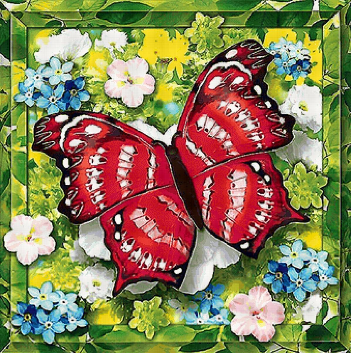 бабочка - для подушки, цветы, бабочка - предпросмотр