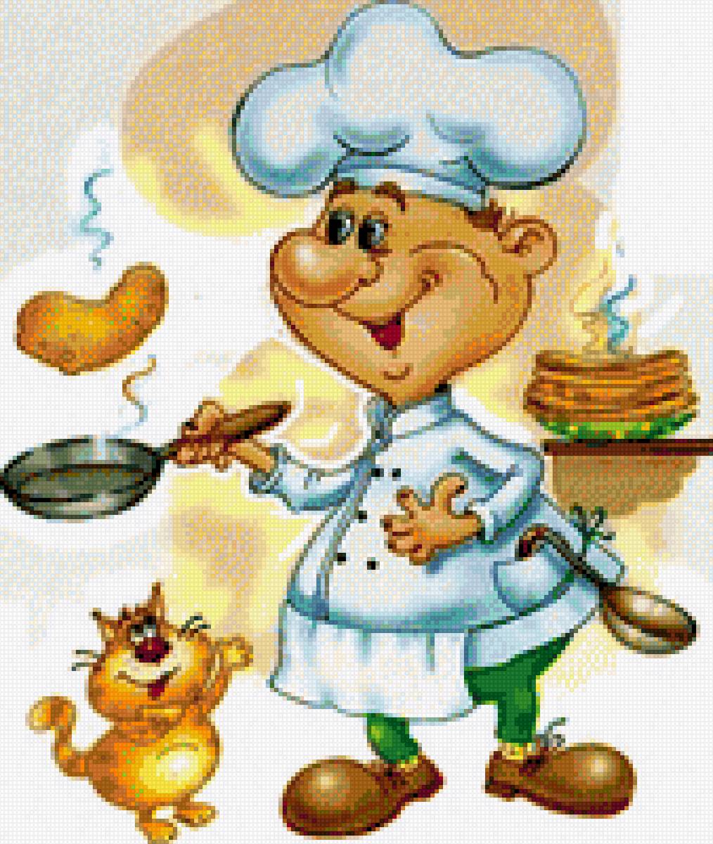 Повар - кухня, кот, повар - предпросмотр