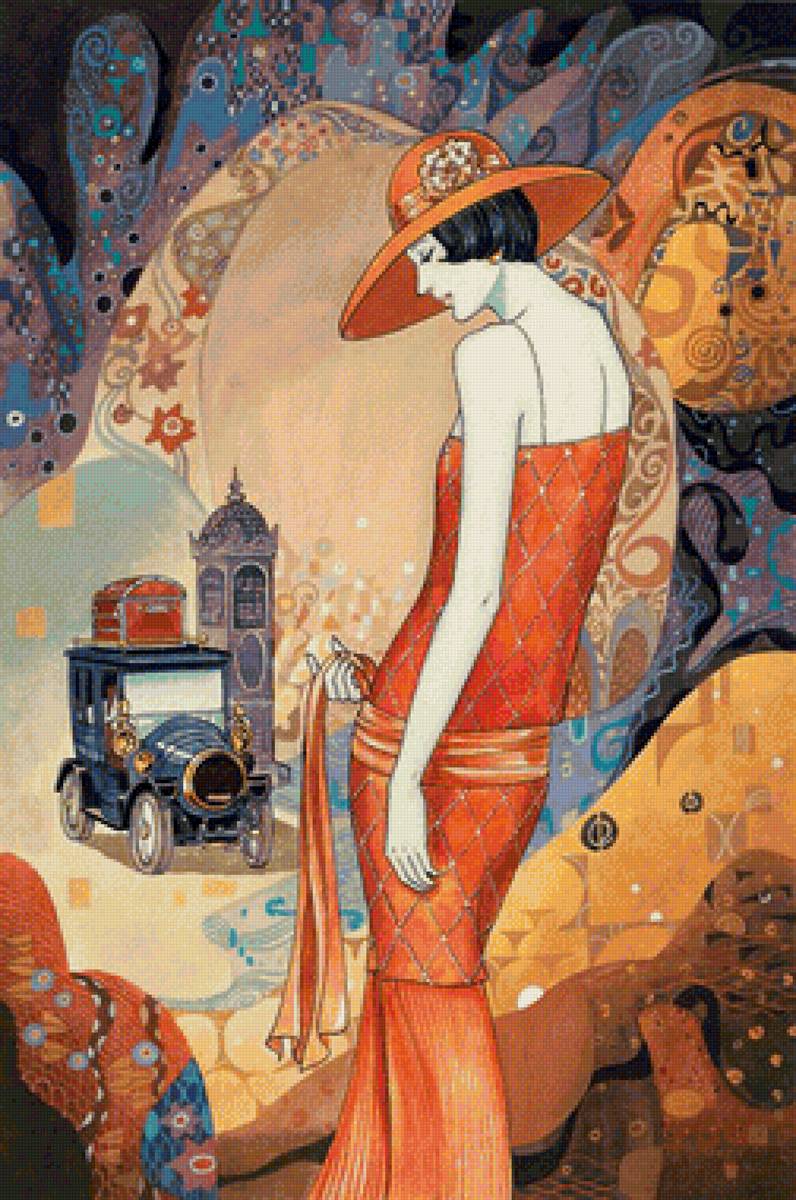 В стиле Арт-Деко - портрет, женщина, ретро, авто, арт-деко, девушка - предпросмотр