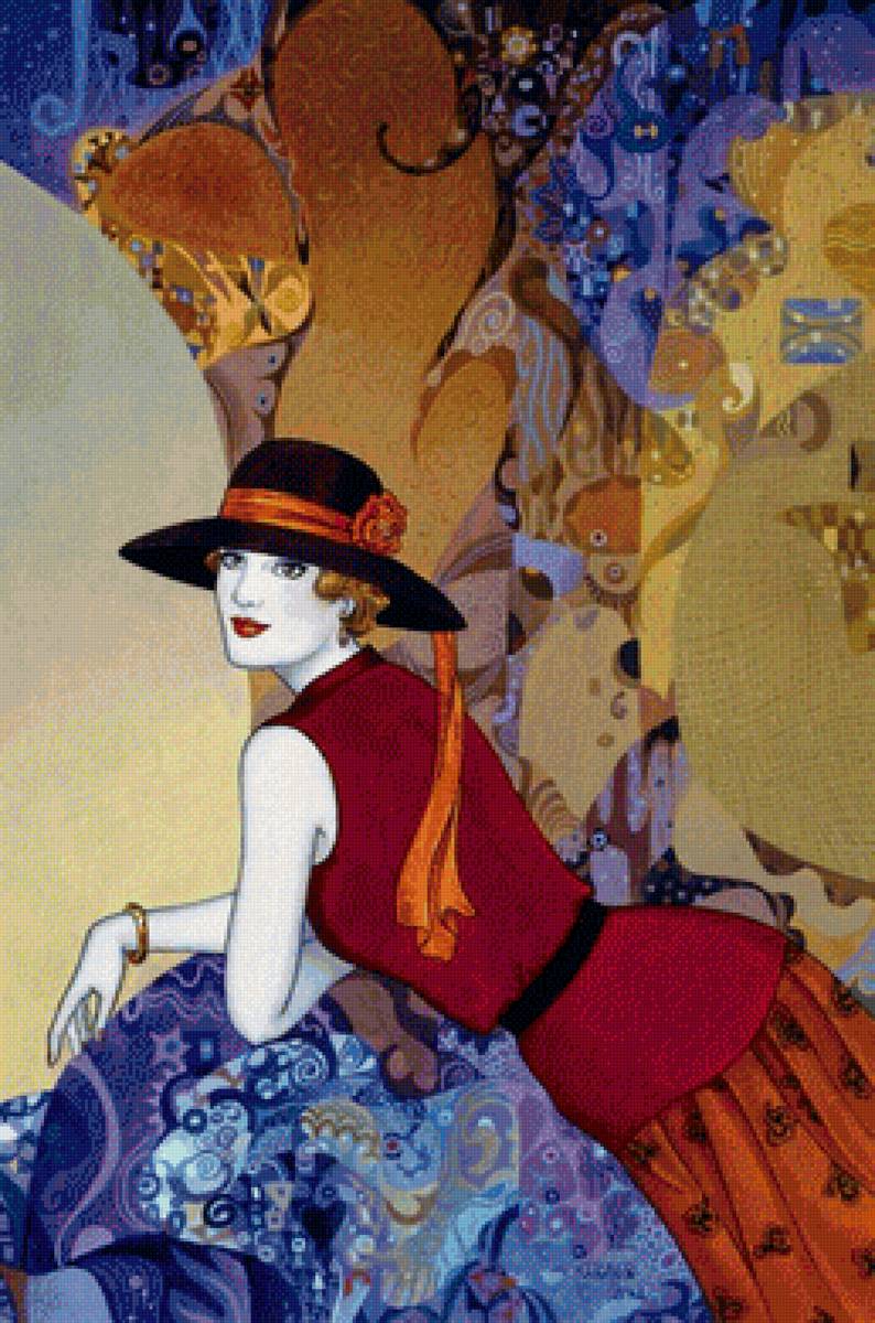 В стиле Арт-Деко 3 - портрет, ретро, девушка, шляпа, арт-деко, женщина - предпросмотр