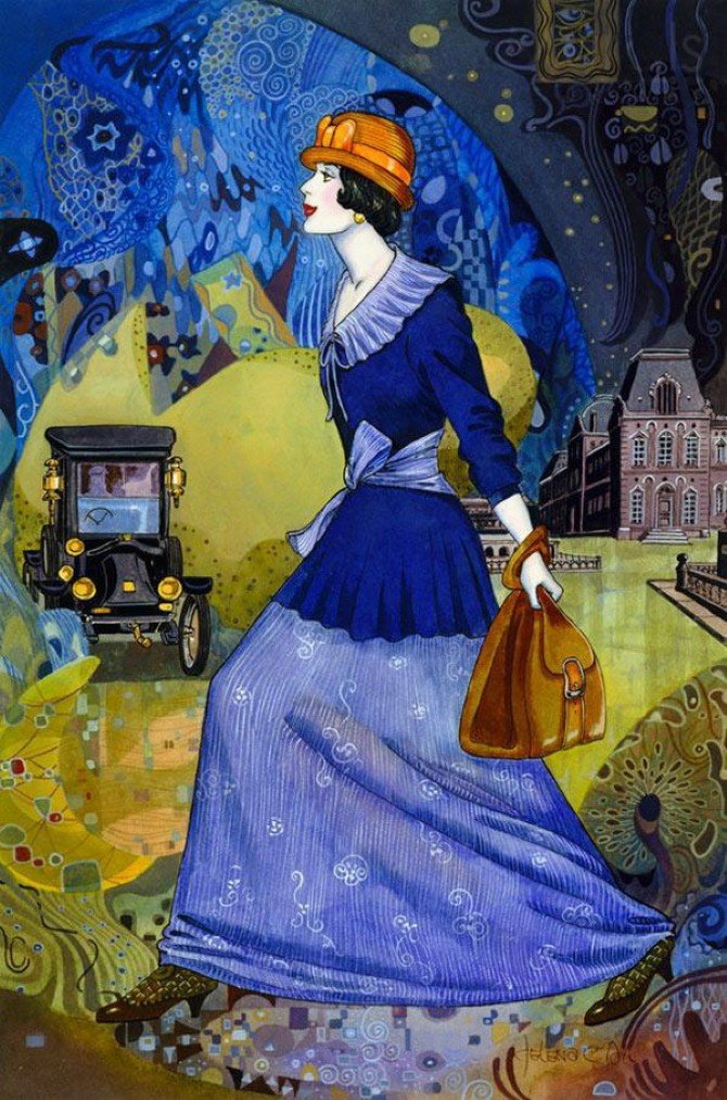 В стиле Арт-Деко 4 - девушка., авто, ретро, портрет, женщина, арт-деко - оригинал