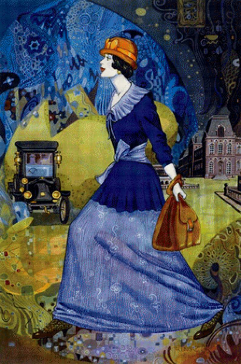 В стиле Арт-Деко 4 - ретро, портрет, авто, девушка., арт-деко, женщина - предпросмотр